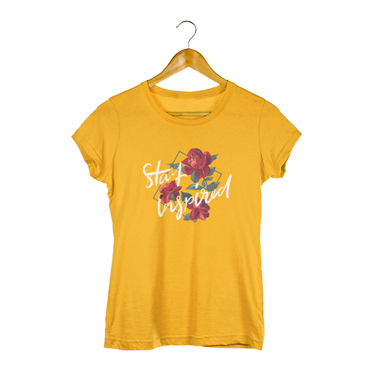 Inspired Women's Half Sleeves T-Shirt - Embrace Floral Delicacy
